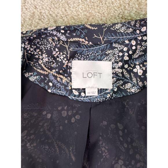 Ann Taylor Loft Black Floral Zip Front Bomber Jacket Lightweight Pockets XS D976 - Picture 5 of 9